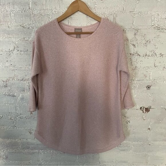Chico’s Pink Metallic Sweater Sz 1 - Picture 1 of 4